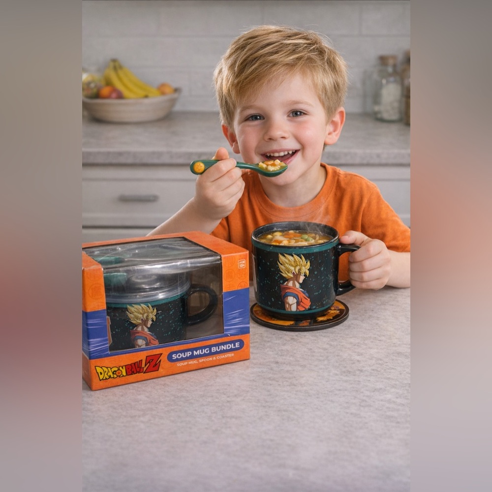 Dragon Ball Z Kids Soup Mug Bundle in Black and Green